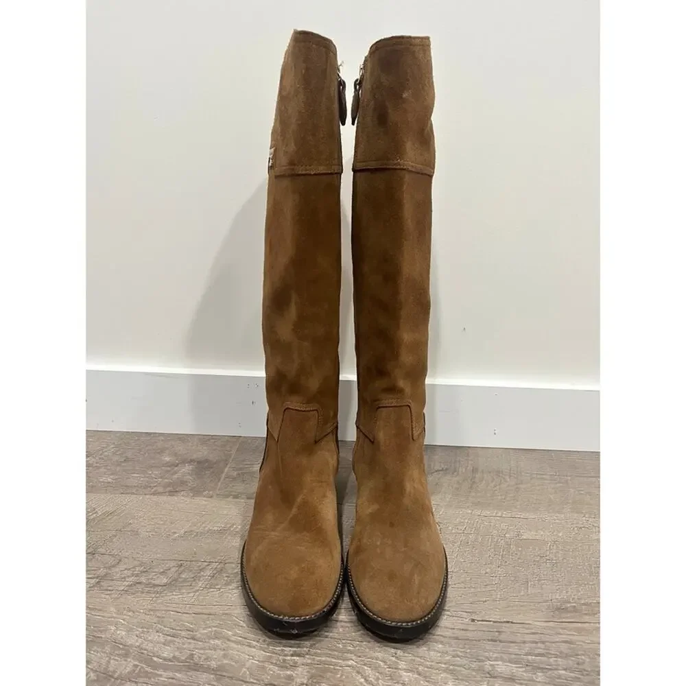 Tory Burch Tan Suede Wembley Riding Knee Length Boots - Picture 3 of 10